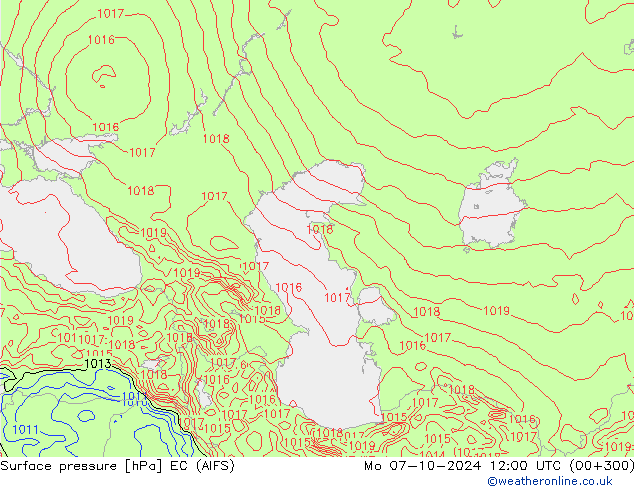 приземное давление EC (AIFS) пн 07.10.2024 12 UTC