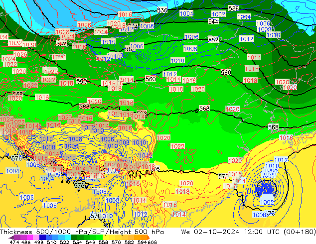 Thck 500-1000гПа EC (AIFS) ср 02.10.2024 12 UTC