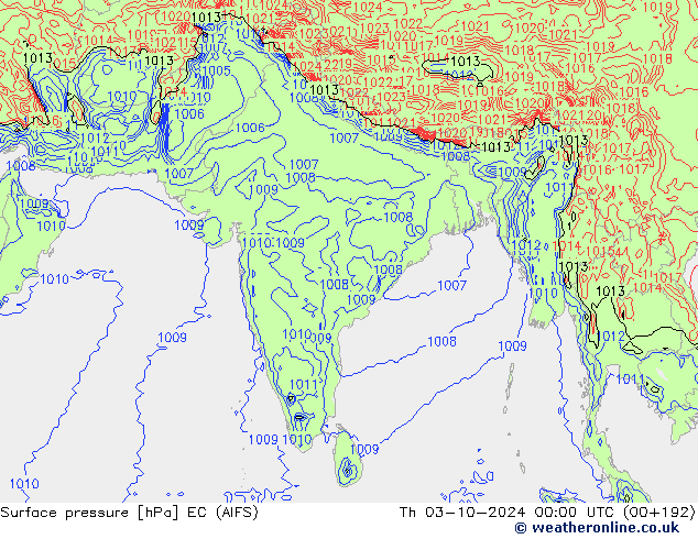 приземное давление EC (AIFS) чт 03.10.2024 00 UTC