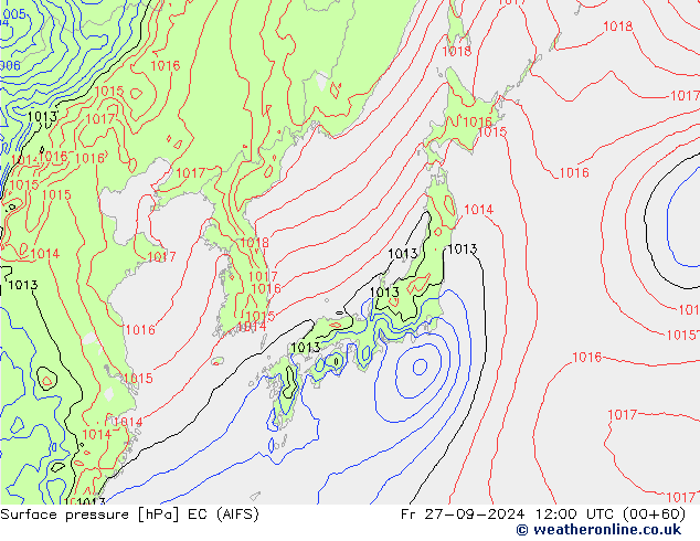 Luchtdruk (Grond) EC (AIFS) vr 27.09.2024 12 UTC