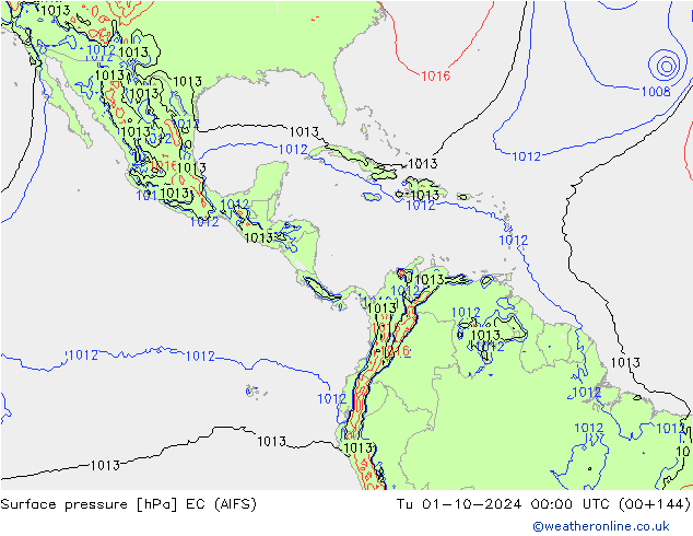 Atmosférický tlak EC (AIFS) Út 01.10.2024 00 UTC