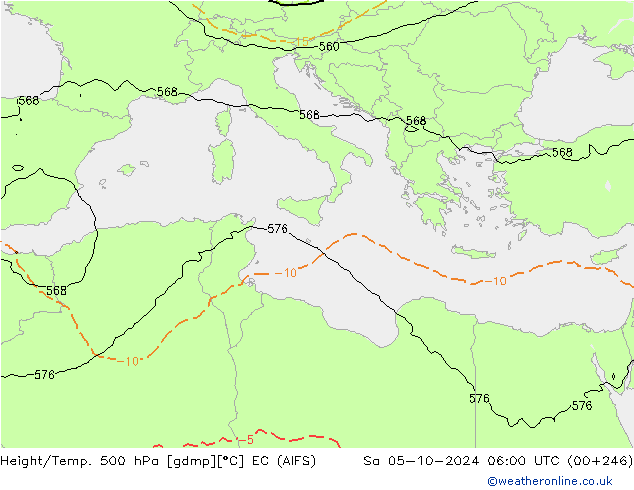 Height/Temp. 500 hPa EC (AIFS) Sa 05.10.2024 06 UTC