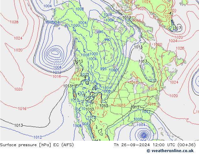 Surface pressure EC (AIFS) Th 26.09.2024 12 UTC