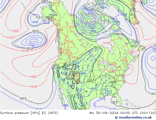 Atmosférický tlak EC (AIFS) Po 30.09.2024 00 UTC