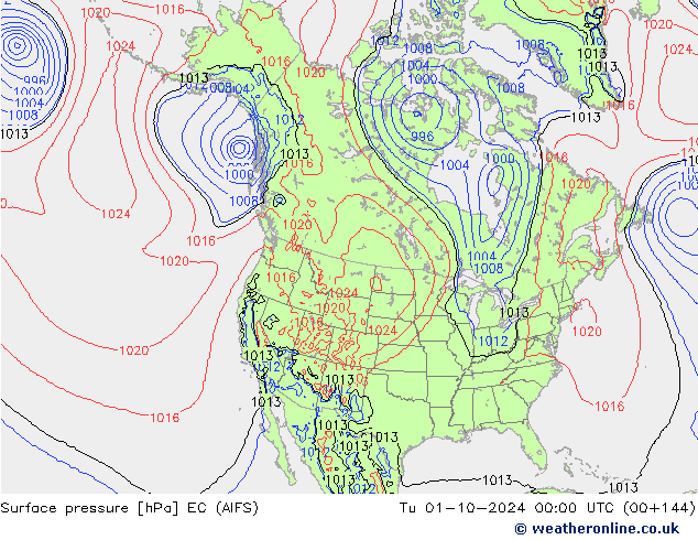 Presión superficial EC (AIFS) mar 01.10.2024 00 UTC