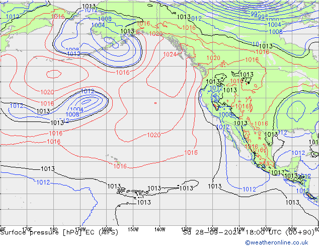 Surface pressure EC (AIFS) Sa 28.09.2024 18 UTC