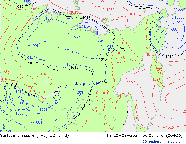 Atmosférický tlak EC (AIFS) Čt 26.09.2024 06 UTC