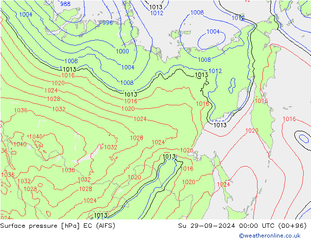 Presión superficial EC (AIFS) dom 29.09.2024 00 UTC