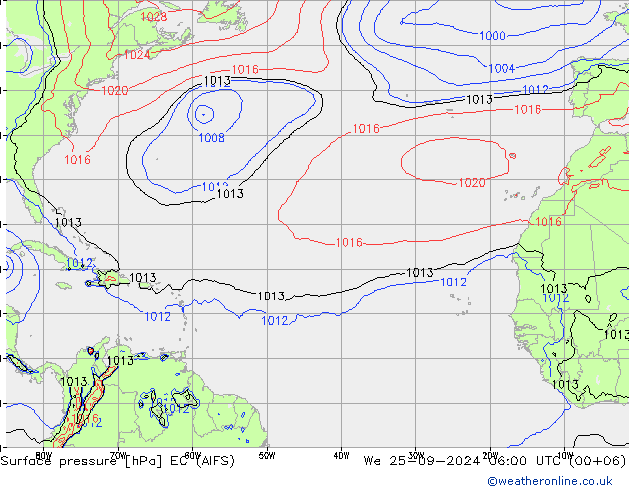 Presión superficial EC (AIFS) mié 25.09.2024 06 UTC