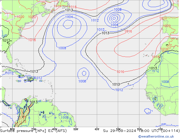 Surface pressure EC (AIFS) Su 29.09.2024 18 UTC