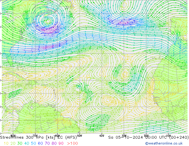 ветер 300 гПа EC (AIFS) сб 05.10.2024 00 UTC