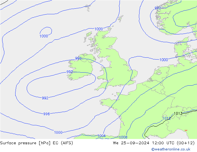 ciśnienie EC (AIFS) śro. 25.09.2024 12 UTC