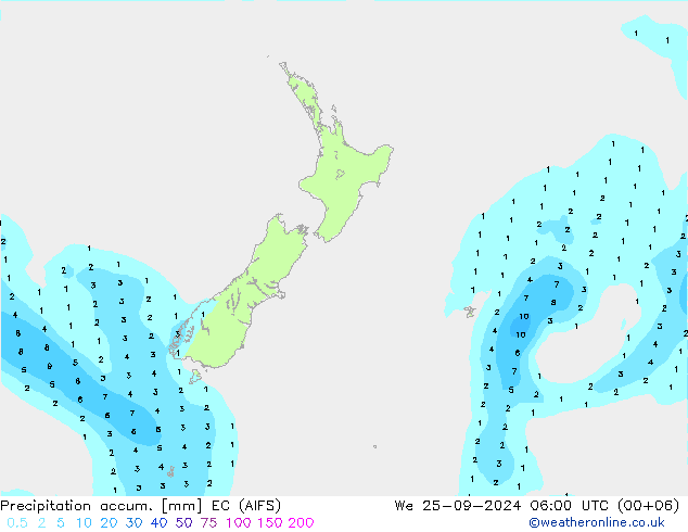 Precipitation accum. EC (AIFS)  25.09.2024 06 UTC