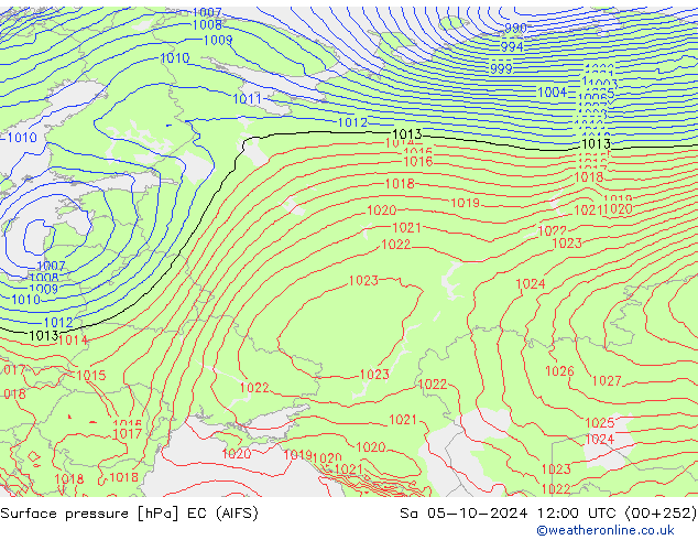 Pressione al suolo EC (AIFS) sab 05.10.2024 12 UTC