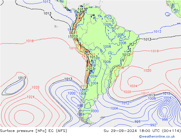 Presión superficial EC (AIFS) dom 29.09.2024 18 UTC