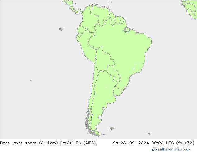 Deep layer shear (0-1km) EC (AIFS) Sa 28.09.2024 00 UTC