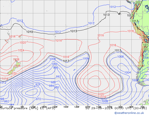 Surface pressure EC (AIFS) Su 29.09.2024 00 UTC