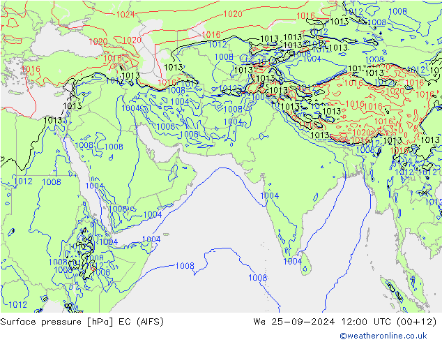 Surface pressure EC (AIFS) We 25.09.2024 12 UTC