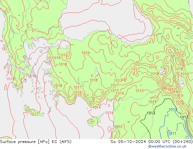 Pressione al suolo EC (AIFS) sab 05.10.2024 00 UTC