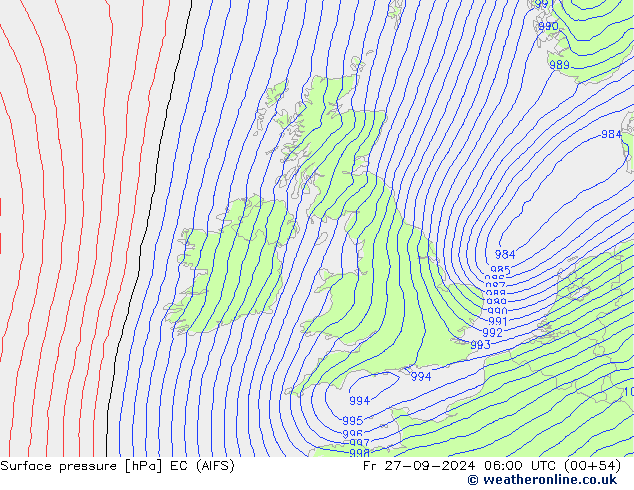 Luchtdruk (Grond) EC (AIFS) vr 27.09.2024 06 UTC