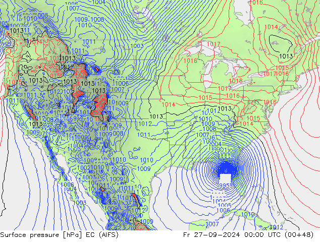 Luchtdruk (Grond) EC (AIFS) vr 27.09.2024 00 UTC