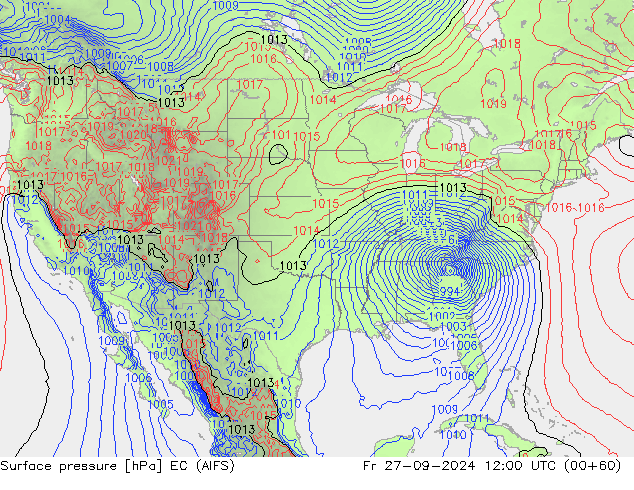 Surface pressure EC (AIFS) Fr 27.09.2024 12 UTC