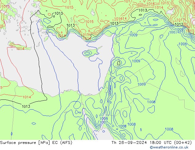 Pressione al suolo EC (AIFS) gio 26.09.2024 18 UTC