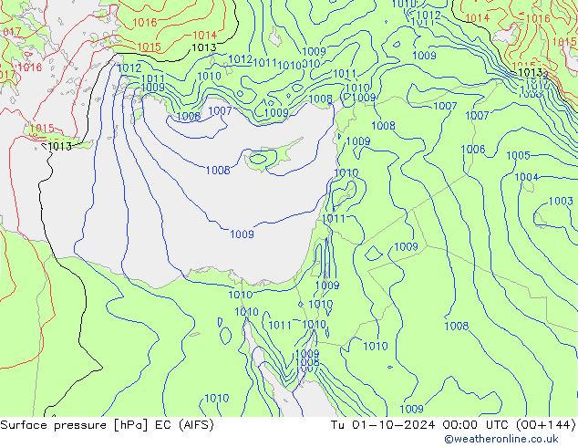 Surface pressure EC (AIFS) Tu 01.10.2024 00 UTC