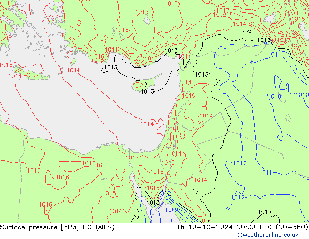 приземное давление EC (AIFS) чт 10.10.2024 00 UTC