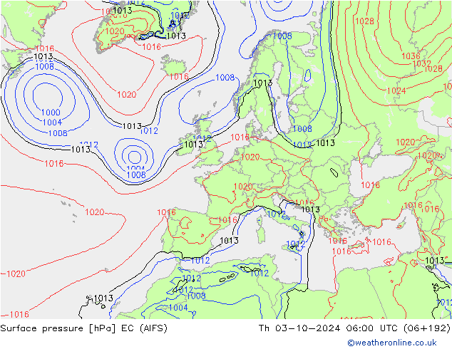 Pressione al suolo EC (AIFS) gio 03.10.2024 06 UTC