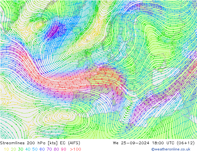 ветер 200 гПа EC (AIFS) ср 25.09.2024 18 UTC