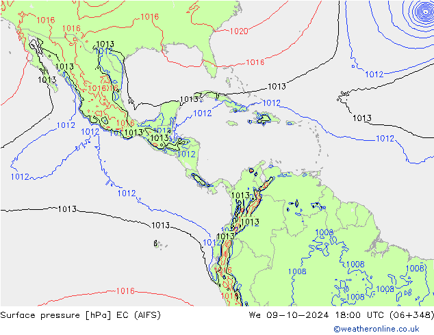 pression de l'air EC (AIFS) mer 09.10.2024 18 UTC