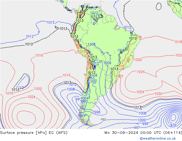 Surface pressure EC (AIFS) Mo 30.09.2024 00 UTC