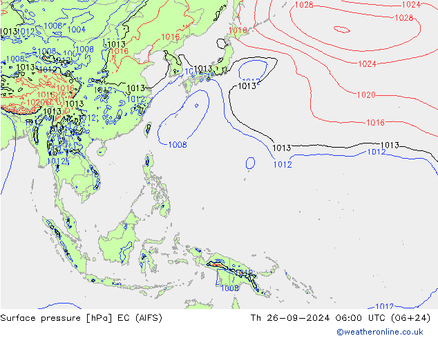 ciśnienie EC (AIFS) czw. 26.09.2024 06 UTC