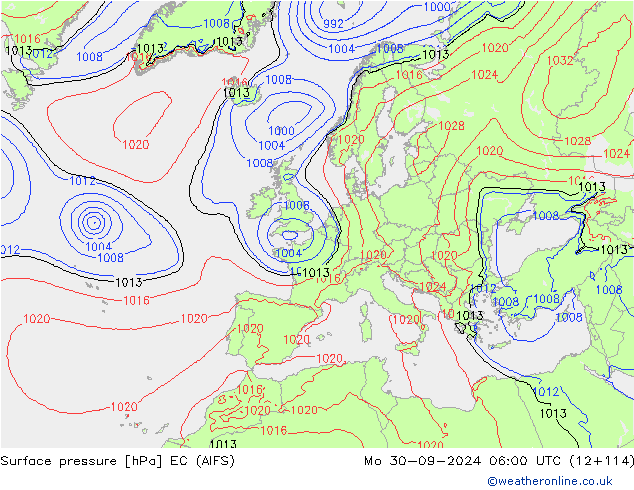 приземное давление EC (AIFS) пн 30.09.2024 06 UTC