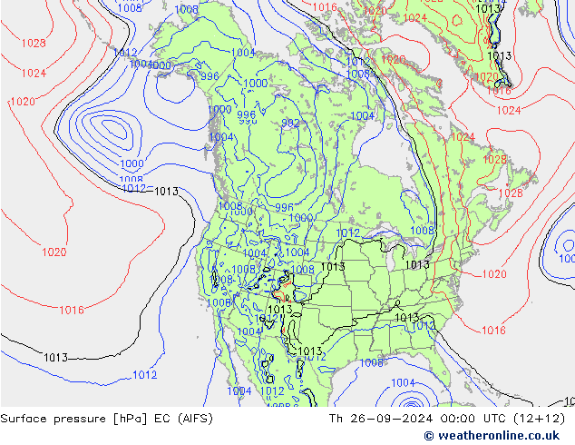 Luchtdruk (Grond) EC (AIFS) do 26.09.2024 00 UTC