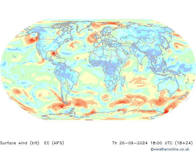 ве�Bе�@ 10 m (bft) EC (AIFS) чт 26.09.2024 18 UTC