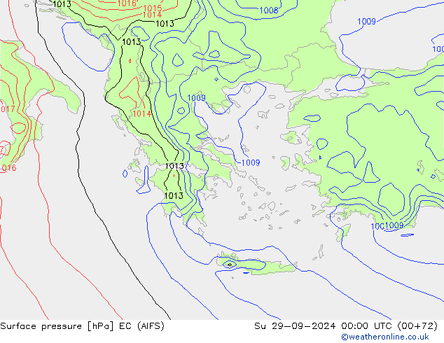 Atmosférický tlak EC (AIFS) Ne 29.09.2024 00 UTC