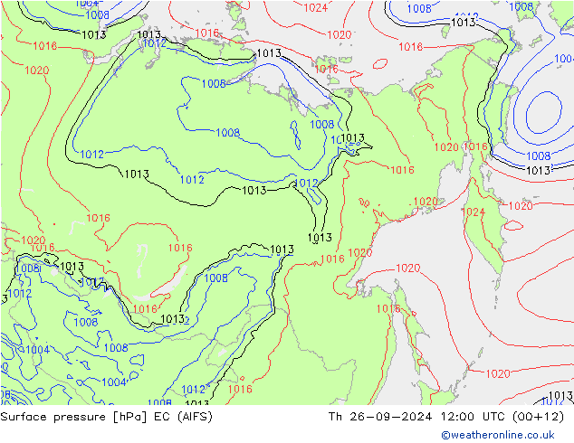 приземное давление EC (AIFS) чт 26.09.2024 12 UTC