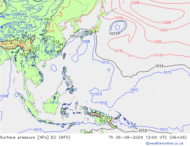 Atmosférický tlak EC (AIFS) Čt 26.09.2024 12 UTC