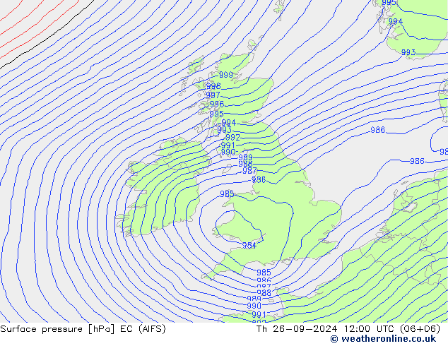 Atmosférický tlak EC (AIFS) Čt 26.09.2024 12 UTC