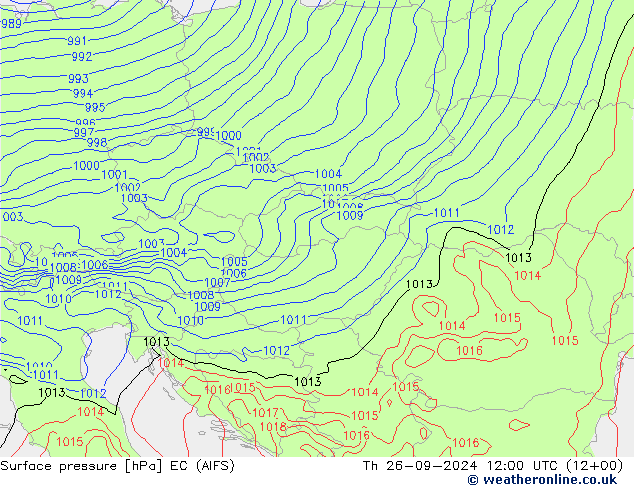 Atmosférický tlak EC (AIFS) Čt 26.09.2024 12 UTC