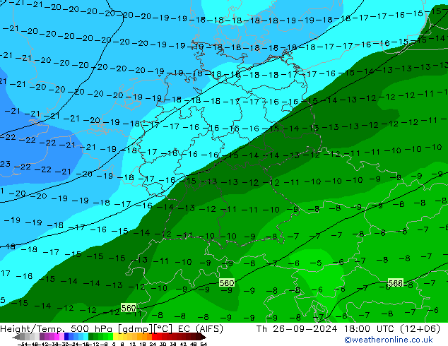 Height/Temp. 500 hPa EC (AIFS) Qui 26.09.2024 18 UTC