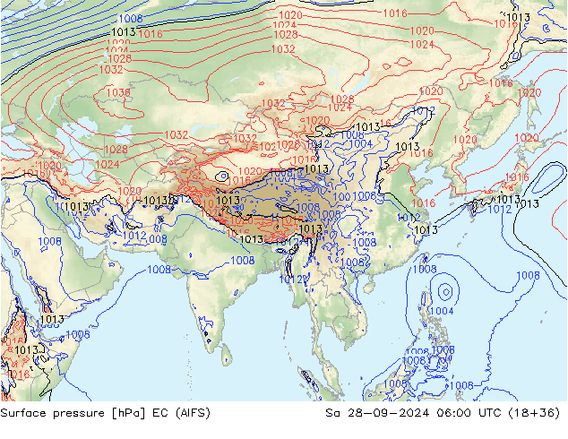 ciśnienie EC (AIFS) so. 28.09.2024 06 UTC