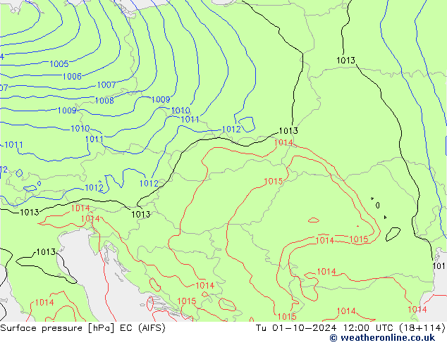 Surface pressure EC (AIFS) Tu 01.10.2024 12 UTC