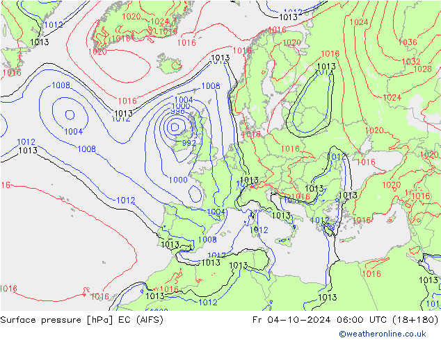 ciśnienie EC (AIFS) pt. 04.10.2024 06 UTC