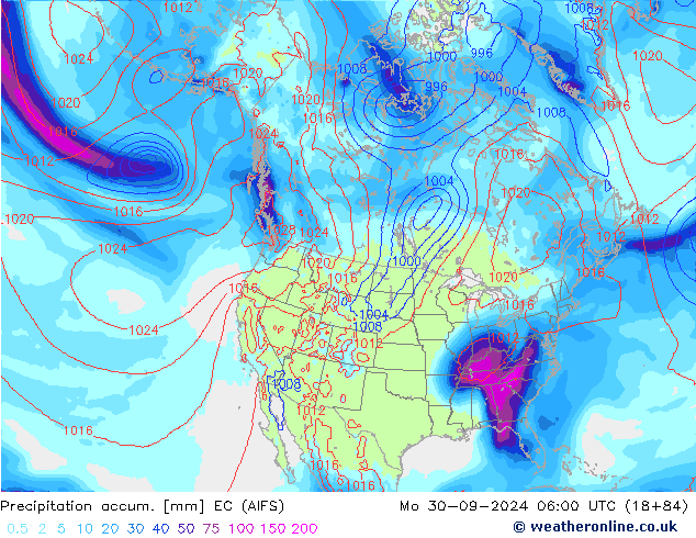 Precipitation accum. EC (AIFS) Mo 30.09.2024 06 UTC