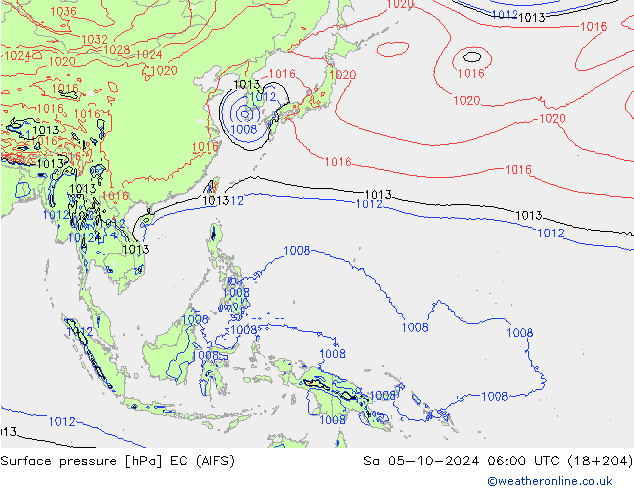 приземное давление EC (AIFS) сб 05.10.2024 06 UTC