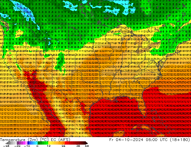 Temperatura (2m) EC (AIFS) ven 04.10.2024 06 UTC