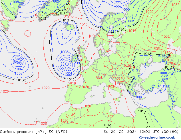 pression de l'air EC (AIFS) dim 29.09.2024 12 UTC